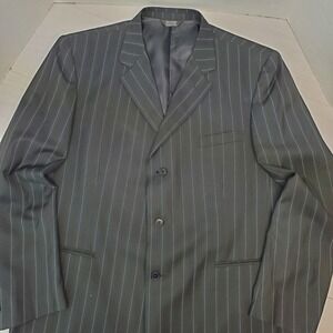 Riccardo Hand Tailored Mens Pinstripe Blazer Charcoal Grey 48L Italian Design